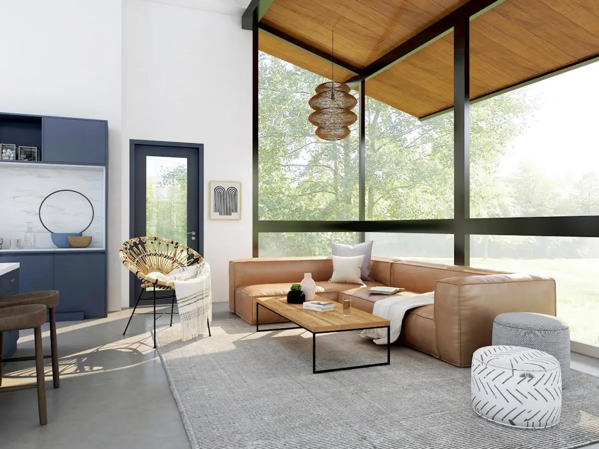 Warm interior design with golden tones
